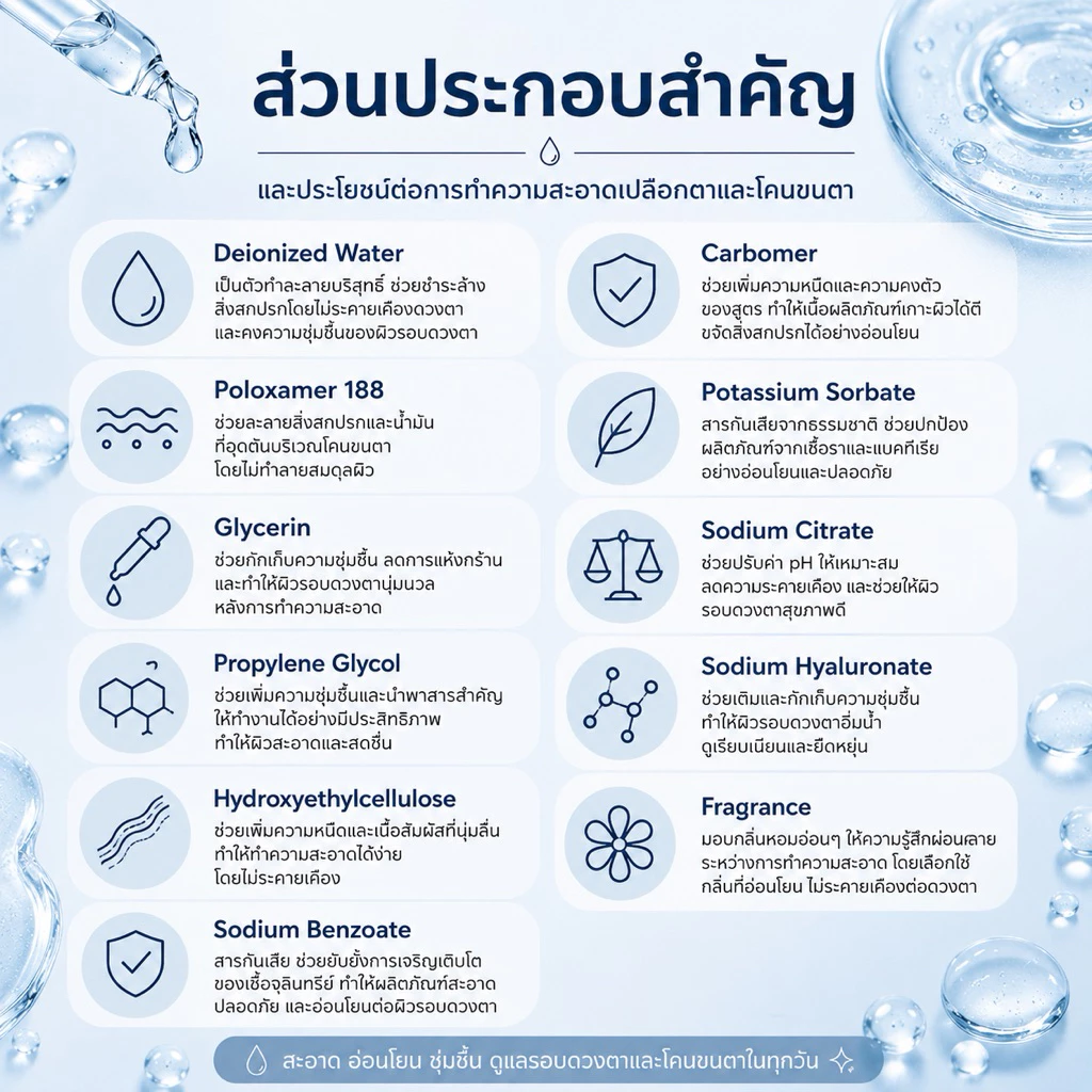 ส่วนประกอบสำคัญของ Fresh Lid และประโยชน์ของแต่ละส่วนประกอบ